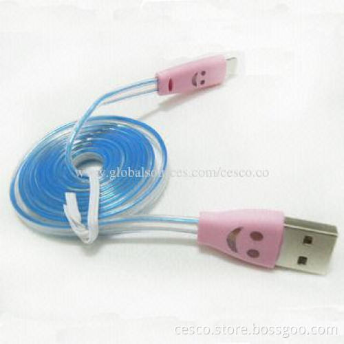Charging/Sync Data Cable for Customer's Mobile Device, with Colorful LED Light